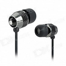 D9 3.5mm Plug Aluminum Alloy Stereo In-Ear Earphone - Black + Dark Grey (123cm-Cable)