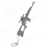 Zinc Alloy Gun Shaped Keychain - Silver Black