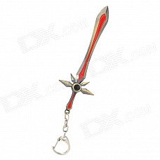 Animation Retro Sword Style Zinc Alloy Keychain - Bronze + Red