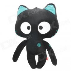 SY008 Car Decoration Cartoon Cat Toy Throw Pillow with Noctilucent Eyes - Black + White + Blue SY008 Car Decoration Cartoon Cat Toy Throw Pillow with Noctilucent Eyes - Black + White + Blue