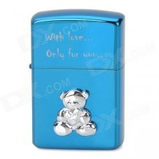 ZORRO Z9645B Bear Pattern Windproof Kerosene Oil Lighter - Blue