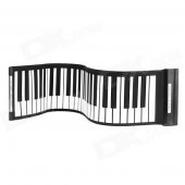 MD49 Portable USB MIDI Roll-up 49-Key Soft Silicone Keyboard Piano - Black + White