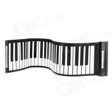 MD49 Portable USB MIDI Roll-up 49-Key Soft Silicone Keyboard Piano - Black + White