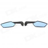 DIY Motorcycle Anti-Glare Blue Diamond Rearview Mirrors - Black (Pair)