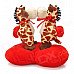 Sweat Kiss Giraffe Couple Doll Valentines Gift - Red + Brown + Beige