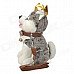 Cute Husky Dog Soft Plush Toy w/ Crown Bell - White + Grey