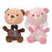 1052 Lovely Car Decoration Couple Doll Bears - Pink + Brown