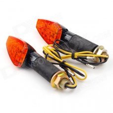 1W 112lm 14-LED Yellow Light Motorcycle Turn Signals - Black + Orange + Silver (12V / 2PCS)