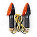 1W 112lm 14-LED Yellow Light Motorcycle Turn Signals - Black + Orange + Silver (12V / 2PCS)