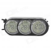 T107 Car Digital Thermometer w/ Clock / Calendar / Car Charger - Black (1 x CR2032)