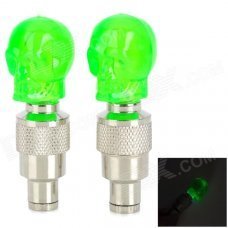 G33 Replacement Skull Style Car Tire Valve Cap - Green (3 x AG10)