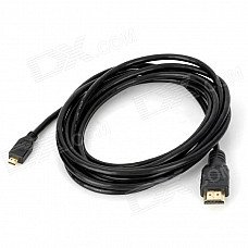 1080P Micro HDMI Male to HDMI Male HD Audio and Video Cable - Black (300cm)