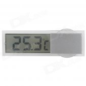 Car LCD Glass Digital Thermometer w/ Suction Cup - Transparent + Silver (1 x AG10)