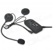 Water Resistant Multi-Interphone 6 Riders Motorcycle Helmet Wireless Bluetooth Earphone - Black