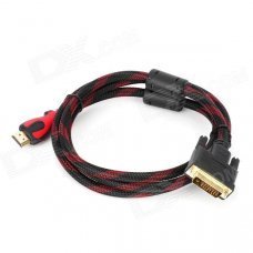 24K Gold Plated HDMI Male to DVI 24+1 Male Converter Cable - Red + Black (150cm) 24K Gold Plated HDMI Male to DVI 24+1 Male Converter Cable - Red + Black (150cm)