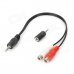 2-in-1 2.5mm Plug to 3.5mm Jack Converter + 3.5mm Plug to 2-RCA Jack Audio Converter Cable - Black 2-in-1 2.5mm Plug to 3.5mm Jack Converter + 3.5mm Plug to 2-RCA Jack Audio Converter Cable - Black