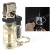 1300 Centigrade Windproof Blue Butane Jet Torch Lighter w / Keychain - Transparent + Silver + Black