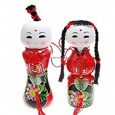 Traditional Ceramic Fortune Blessing Dolls (2-Piece Set)