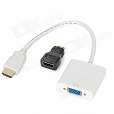 1080P Mini HDMI / HDMI to VGA Video Adapter Cable - White + Black (23cm) 1080P Mini HDMI / HDMI to VGA Video Adapter Cable - White + Black (23cm)
