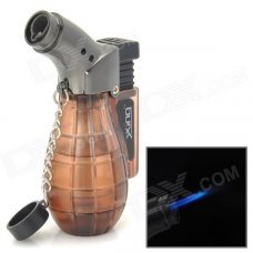 1300 Centigrade Windproof Blue Butane Jet Torch Lighter w / Keychain - Tan