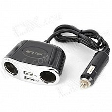 BESTEK MRS152UV Dual USB Dual Cigarette Lighter Charging Adapter Socket w/ Car Power Charger - Black BESTEK MRS152UV Dual USB Dual Cigarette Lighter Charging Adapter Socket w/ Car Power Charger - Black