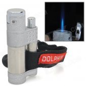 07 Creative Telescope Style Windproof Butane Jet Torch Lighter w/ Strap Buckle - Silvery White