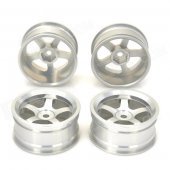 52mm Aluminum Alloy 5-Spoke Wheel Hub for 1:10 R/C On-Road Flat Run Car - Silver (4 PCS)