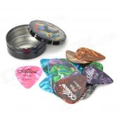 ALICE A011c Celluloid Triangle Plectrums / Picks w/ Round Tin for Guitar - Multicolored (20 PCS)