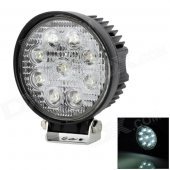 YCWL-0627 Round Shaped 27W 1800lm 6500K Vehicle 9-LED White Light Lamp - Black