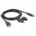 3-in-1 HDMI Male to HDMI Male Cable + HDMI Female to Micro HDMI / Mini HDMI Male Adapters - Black 3-in-1 HDMI Male to HDMI Male Cable + HDMI Female to Micro HDMI / Mini HDMI Male Adapters - Black
