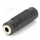 3.5mm TRS Female to Female Audio External Cable Connector - Black + Silver