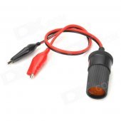 Car Battery Alligator clip to Cigarette Lighter Socket Adapter - Black + Red (DC 12~24V)