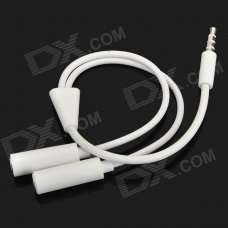 3.5MM Extension Earphone Headphone Audio Split Cable - White 3.5MM Extension Earphone Headphone Audio Split Cable - White