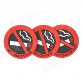Universal Car Safety Warning Mark No Smoking - Red + Black (3 PCS)