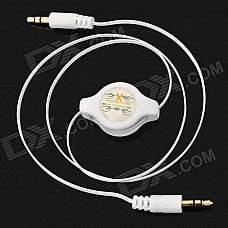 Retractable 3.5mm Male to Male Audio Cable - White (80CM-Length) Retractable 3.5mm Male to Male Audio Cable - White (80CM-Length)