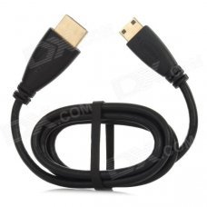 Mini HDMI Male to Standard HDMI Male Connection Cable - Black (100cm) Mini HDMI Male to Standard HDMI Male Connection Cable - Black (100cm)
