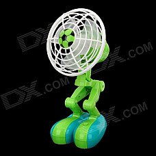 L800 Cute Robot Football Style USB Power Fan - Green + White + Blue L800 Cute Robot Football Style USB Power Fan - Green + White + Blue