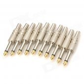 6.35mm Male Plug Audio Connector - Silver + Golden (10PCS)