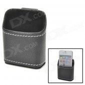 P3101 Car Hanging Type PU Leather Multi-pocket Holder for Cellphone - Black