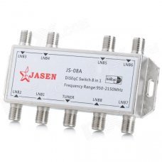 JS-08A 8 x 1 Signal Control DiSEqC Switch - Silver
