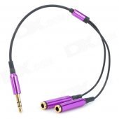 3.5mm Male to Dual Female Mono Audio Split Y-Cable - Purple + Black (25CM)