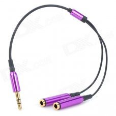 3.5mm Male to Dual Female Mono Audio Split Y-Cable - Purple + Black (25CM) 3.5mm Male to Dual Female Mono Audio Split Y-Cable - Purple + Black (25CM)