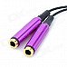 3.5mm Male to Dual Female Mono Audio Split Y-Cable - Purple + Black (25CM) 3.5mm Male to Dual Female Mono Audio Split Y-Cable - Purple + Black (25CM)