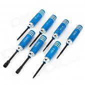 Hex Screw Driver Screwdriver Tool Set For RC Helicopter - Black + Blue + Silver (7PCS)
