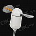 USB Powered 11-LED Word Luminous 2-Blade Fan - White + Silver USB Powered 11-LED Word Luminous 2-Blade Fan - White + Silver