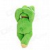 Cute Sleeping Short Plush Frog Doll Toy w/ Bowknot / Suction Cup - Green