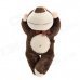 Cute Sleeping Short Plush Pongo Satyrus Doll Toy w/ Bowknot / Suction Cup - Deep Brown