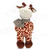 Smilling Short Plush Cow w/ Bowknot / Suction Cup Doll Toy - Brown + White