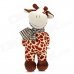 Smilling Short Plush Cow w/ Bowknot / Suction Cup Doll Toy - Brown + White