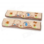 CHIEF JPNQ-K001 Cute Cartoon Design Polyester Fabric Car Seat Belt Cover - Light Coffee (2 PCS)